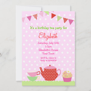Invitaciones de cumpleaños del Fiesta del té
