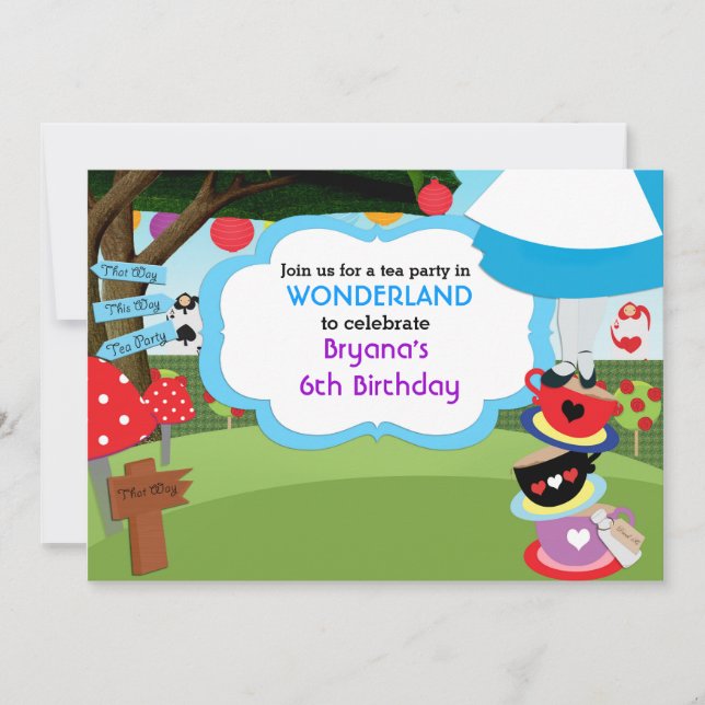 Invitaciones de cumpleaños del Fiesta del té de Wo (Anverso)