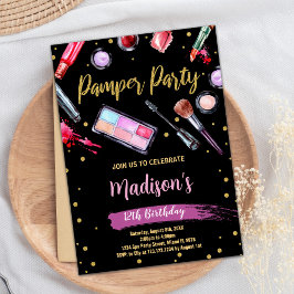 Invitaciones de cumpleaños del Fiesta Pamper negro
