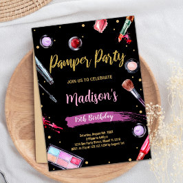 Invitaciones de cumpleaños del Fiesta Pamper Negro
