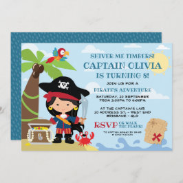 Invitaciones de cumpleaños del Fiesta pirata chica