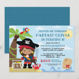Invitaciones de cumpleaños del Fiesta pirata chica