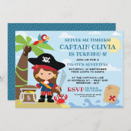 Invitaciones de cumpleaños del Fiesta pirata chica