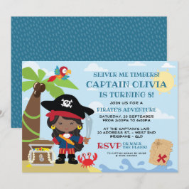 Invitaciones de cumpleaños del Fiesta pirata chica