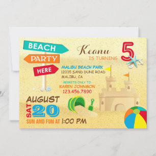Invitaciones de cumpleaños del Fiesta Sand Castle