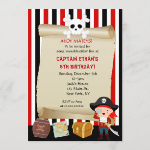 Invitaciones de cumpleaños del niño pirata
