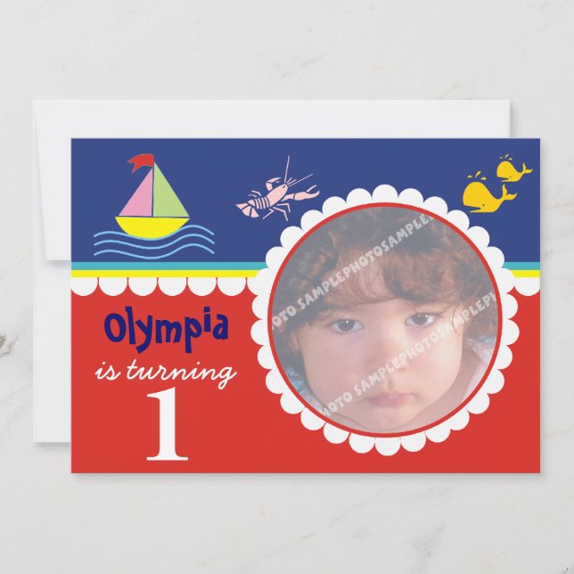 Invitaciones de cumpleaños del Océano Mar (Anverso)