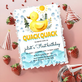 Invitaciones de cumpleaños del primer pato de goma