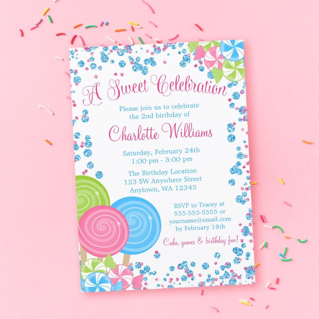 Invitaciones de cumpleaños del Purpurina de imitac (Subido por el creador)