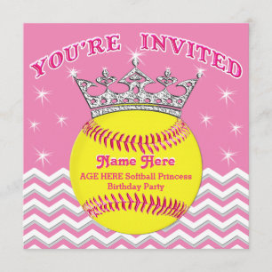 Invitaciones de cumpleaños del Softball Princess S