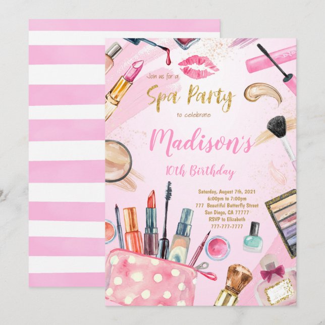 Invitaciones de cumpleaños del spa (Anverso / Reverso)