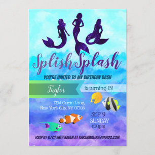 Invitaciones de cumpleaños del Trío de Sirenas Oce