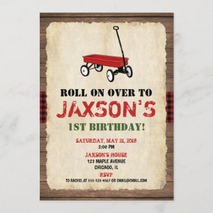 Invitaciones de cumpleaños del vagón, niño primer