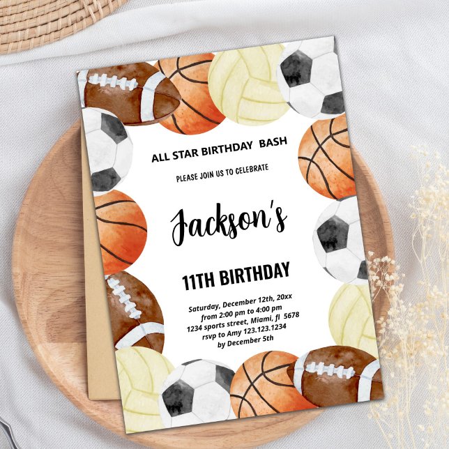 Invitaciones de cumpleaños deportivos (Sports Birthday Invitations)