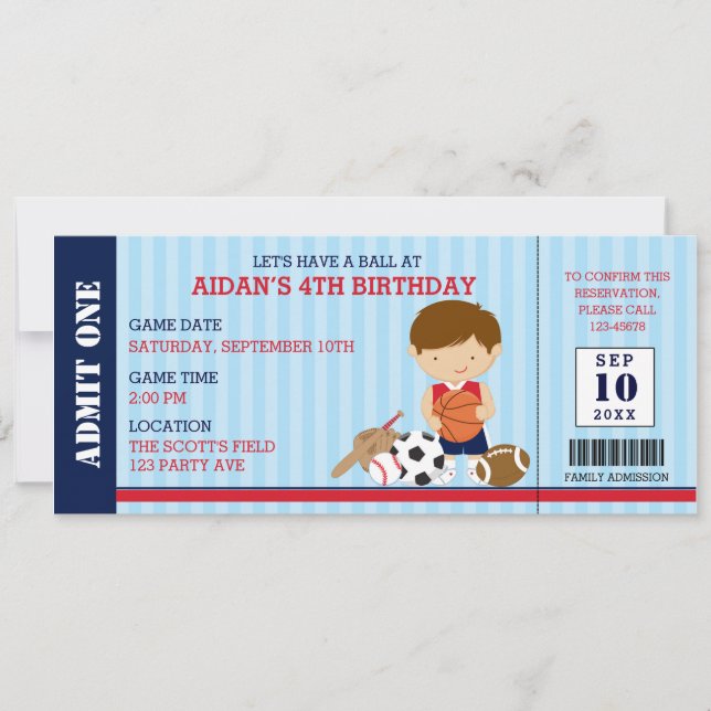 Invitaciones de cumpleaños deportivos (Boy Baby Sh (Anverso)