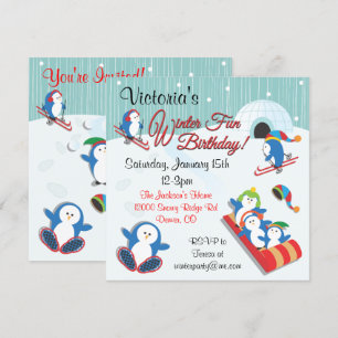 Invitaciones de cumpleaños divertidas al invierno