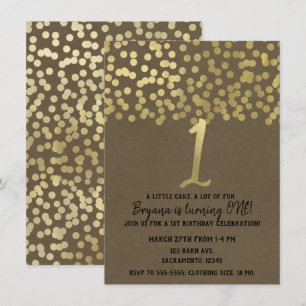 Invitaciones de cumpleaños doradas modernas chic r