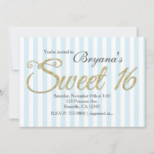 Invitaciones de cumpleaños dulces 16 azules con br