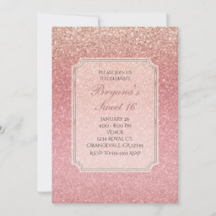 Invitaciones de Cumpleaños Dulces 16 con Brillo Ro