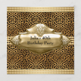 Invitaciones de cumpleaños elegantes de leopardo