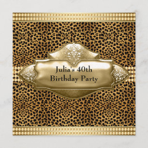 Invitaciones de cumpleaños elegantes de leopardo