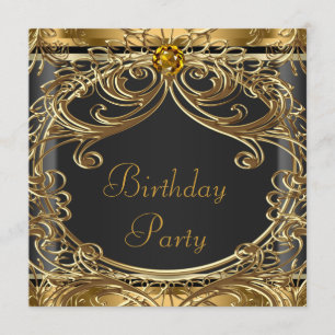 Invitaciones de cumpleaños elegantes de negro y do
