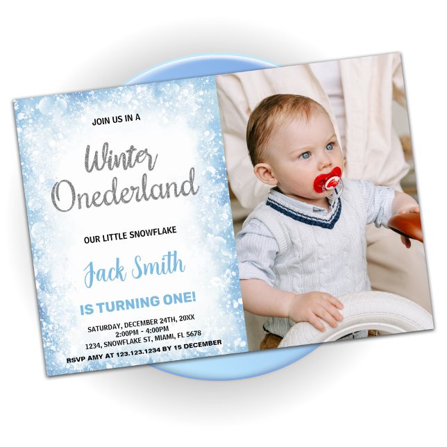 Invitaciones de cumpleaños en invierno en Onederla (Winter Onederland Birthday Invitations Cloud Photo)