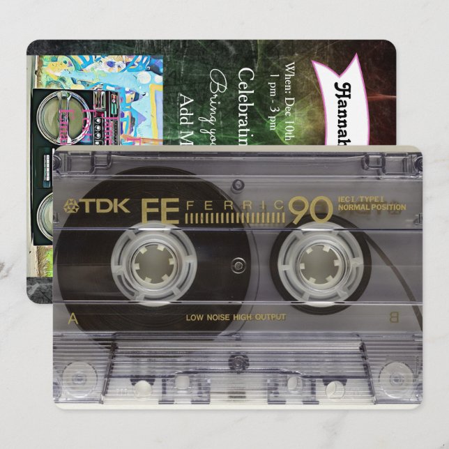 Invitaciones de cumpleaños Fiesta de los 80 (Anverso / Reverso)