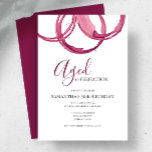 Invitaciones de cumpleaños Fiesta de vino adulto<br><div class="desc">Estas invitaciones de cumpleaños modernas incluyen círculos de vino de Borgoña. Las palabras "envejecido a la perfección" están fijadas en una tipografía elegante. Utilice los campos de plantilla para agregar los detalles sencillos de su 50º fiesta. Perfecto para una fiesta de cumpleaños de adultos con un sorbo de sorbo o...</div>