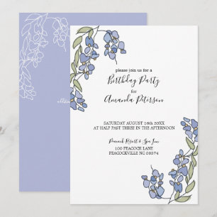 Invitaciones de cumpleaños florales de Wisteria di