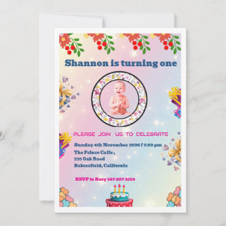 Invitaciones de cumpleaños florales rosadas para e
