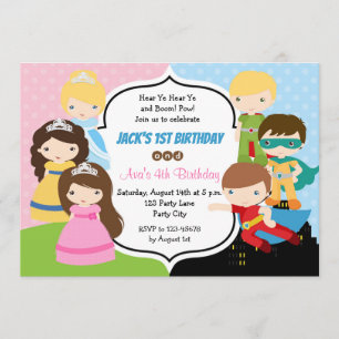 Invitaciones de cumpleaños gemelos (Superhéroe pri