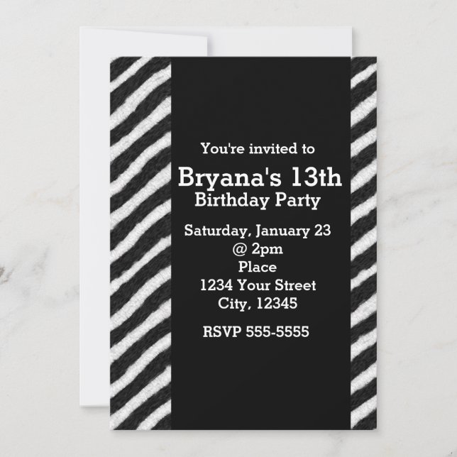 Invitaciones de cumpleaños glam chic con rayas de  (Anverso)