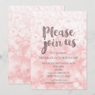 Invitaciones de cumpleaños glamurosas con destello