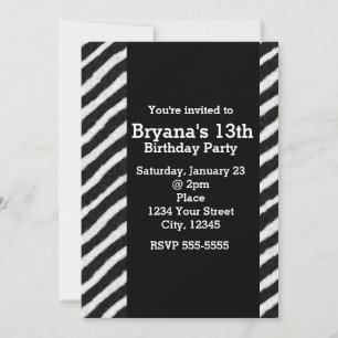 Invitaciones de cumpleaños glamurosas con rayas de