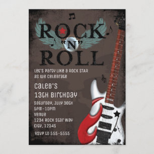 Invitaciones de cumpleaños grunge de estrella de R