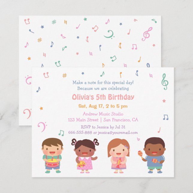Invitaciones de Cumpleaños Infantiles con Tema de  (Anverso / Reverso)