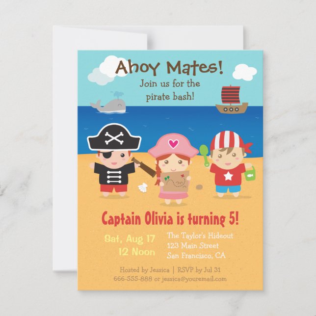Invitaciones de cumpleaños infantiles con tema de  (Anverso)