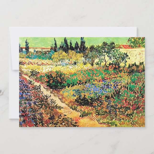 Invitaciones de cumpleaños. Jardín florecido con c (Anverso)