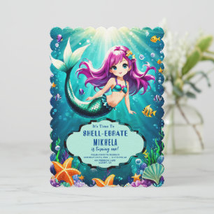 Invitaciones de cumpleaños mágico de Sirena - Spla