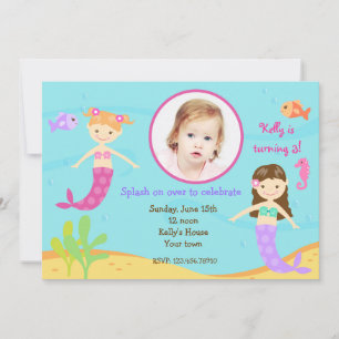 Invitaciones de cumpleaños Mermaids Under the sea