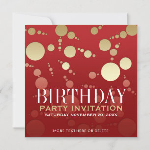 Invitaciones de cumpleaños Modern Passion Rojo+Oro