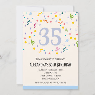 Invitaciones de cumpleaños modernas 35 Confeti