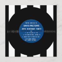 Invitaciones de cumpleaños modernas con disco de v