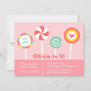 Invitaciones de cumpleaños modernas de caramelos d