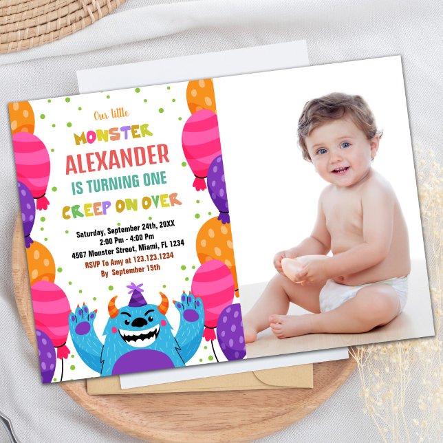 Invitaciones de cumpleaños monstruales Color Ballo (Monster Birthday Invitations Colour Ballons photo)