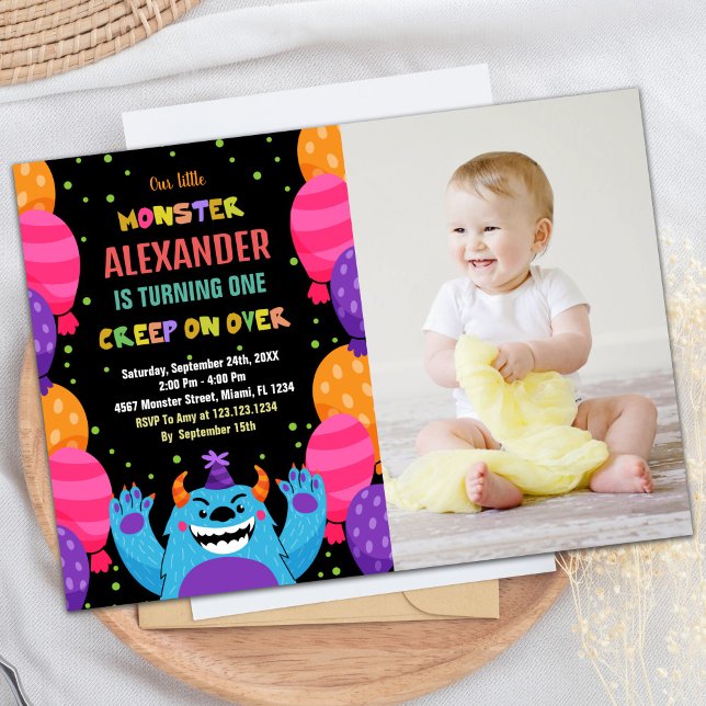 Invitaciones de cumpleaños monstruales Color Ballo (Monster Birthday Invitations Colour Ballons photo)