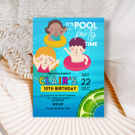 Invitaciones de cumpleaños Natación Fiesta de tint