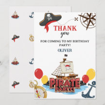 Invitaciones de cumpleaños náuticas de piratas Gra