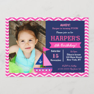 Invitaciones de cumpleaños náuticas para niñas